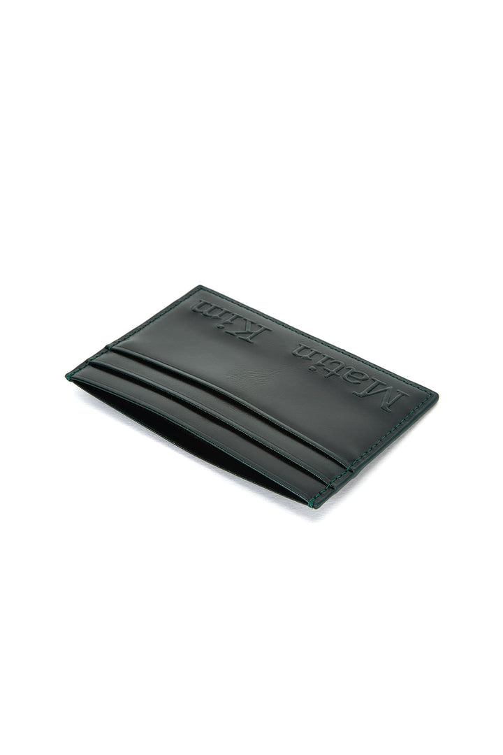 Matin Kim Embossed Logo Card Wallet — Dark Green