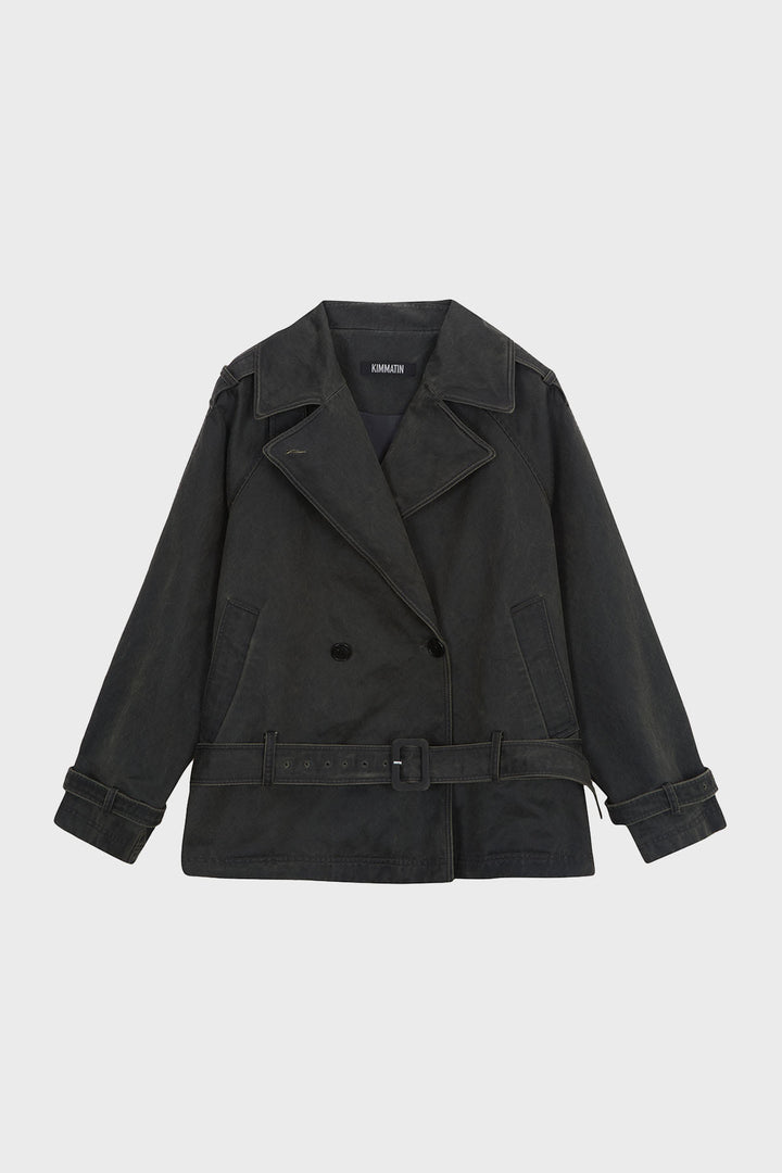 KIMMATIN Washed Trench Jacket — Khaki