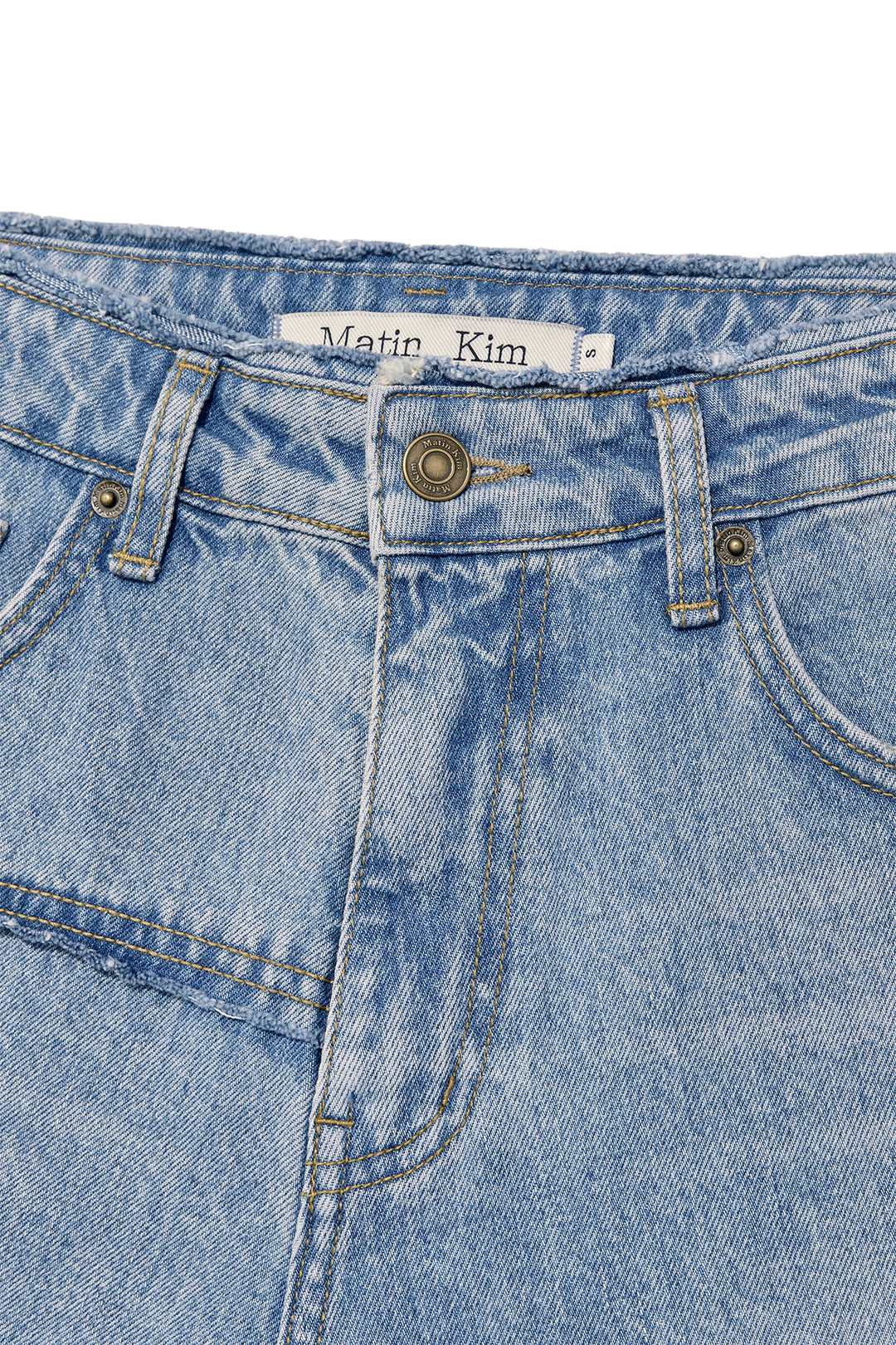 Matin Kim Cut Line Point Denim Shorts — Blue