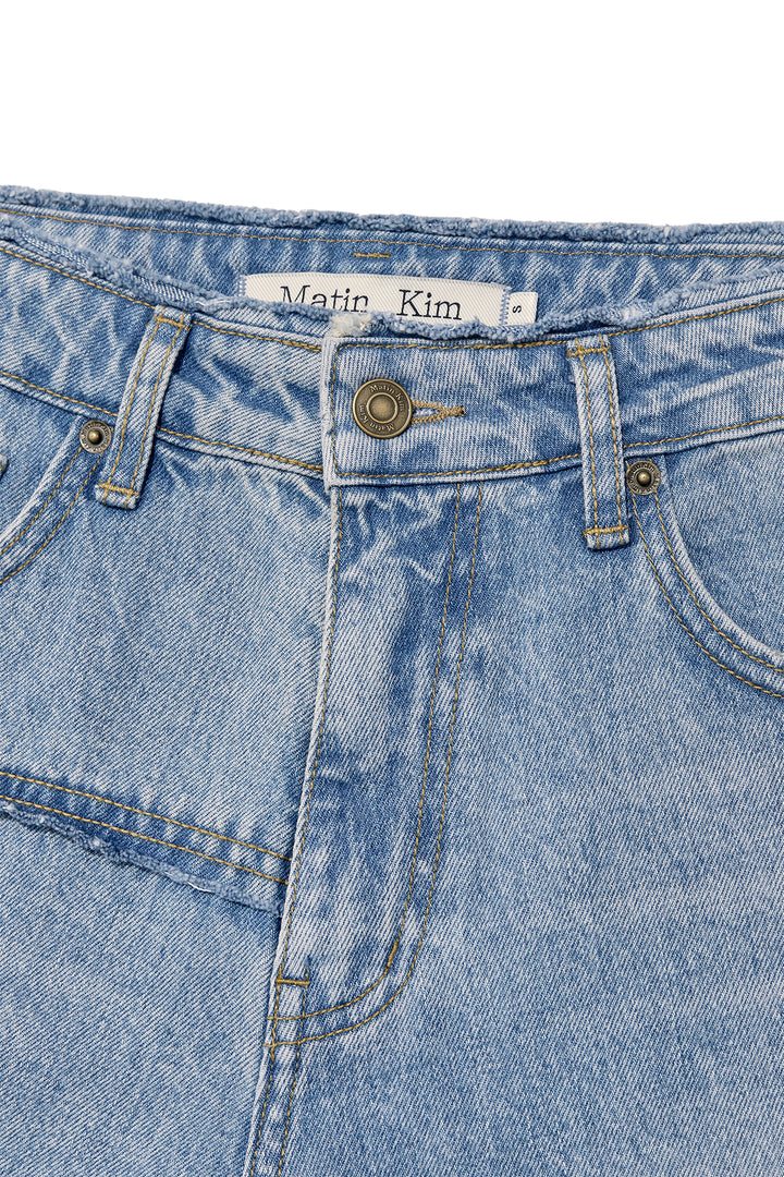 Matin Kim Cut Line Point Denim Shorts — Blue