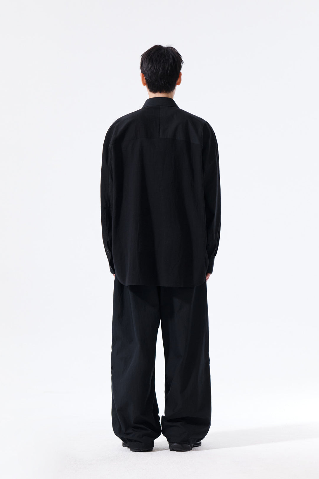 Matin Kim Mixed Panel Over Fit Shirt — Black