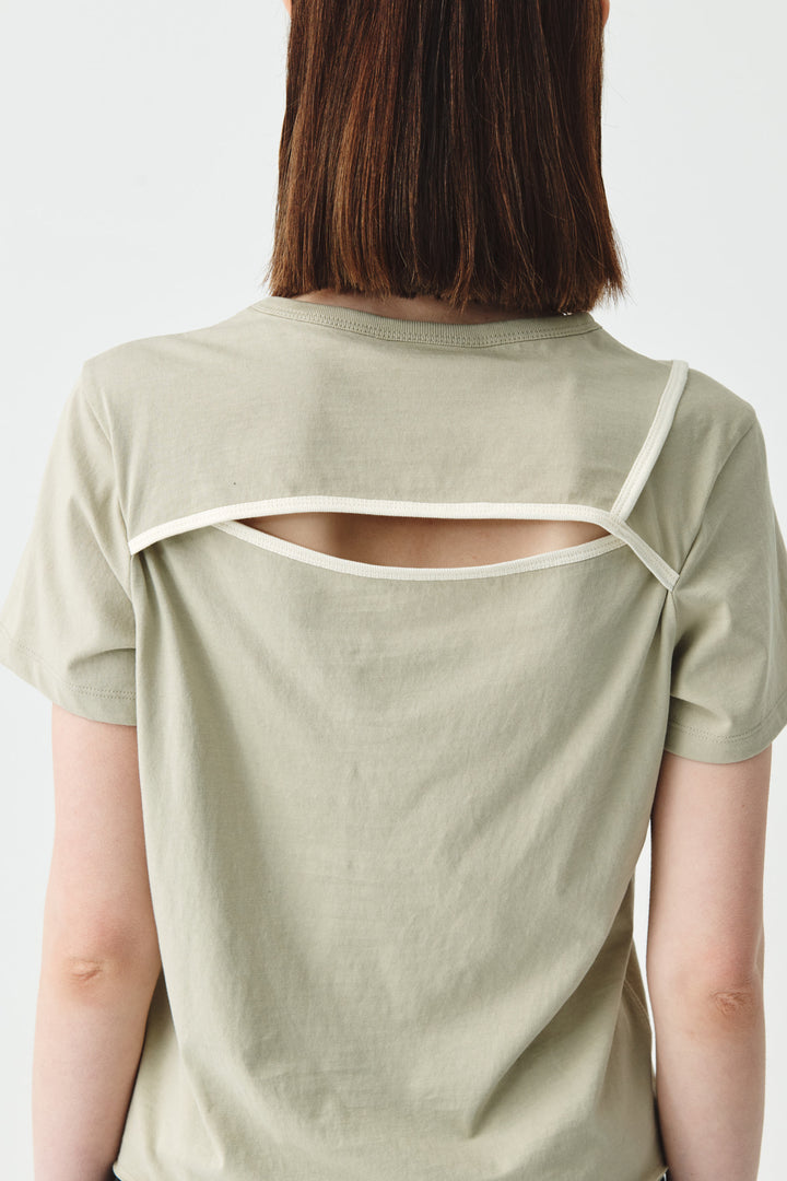 KIMMATIN Back Slit Slim Top in Light — Khaki