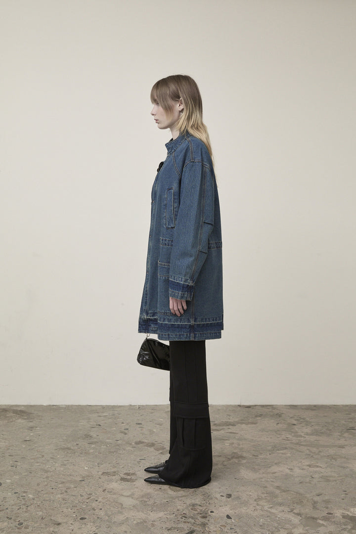 Matin Kim Pocket Point Midi Denim Jumper — Blue