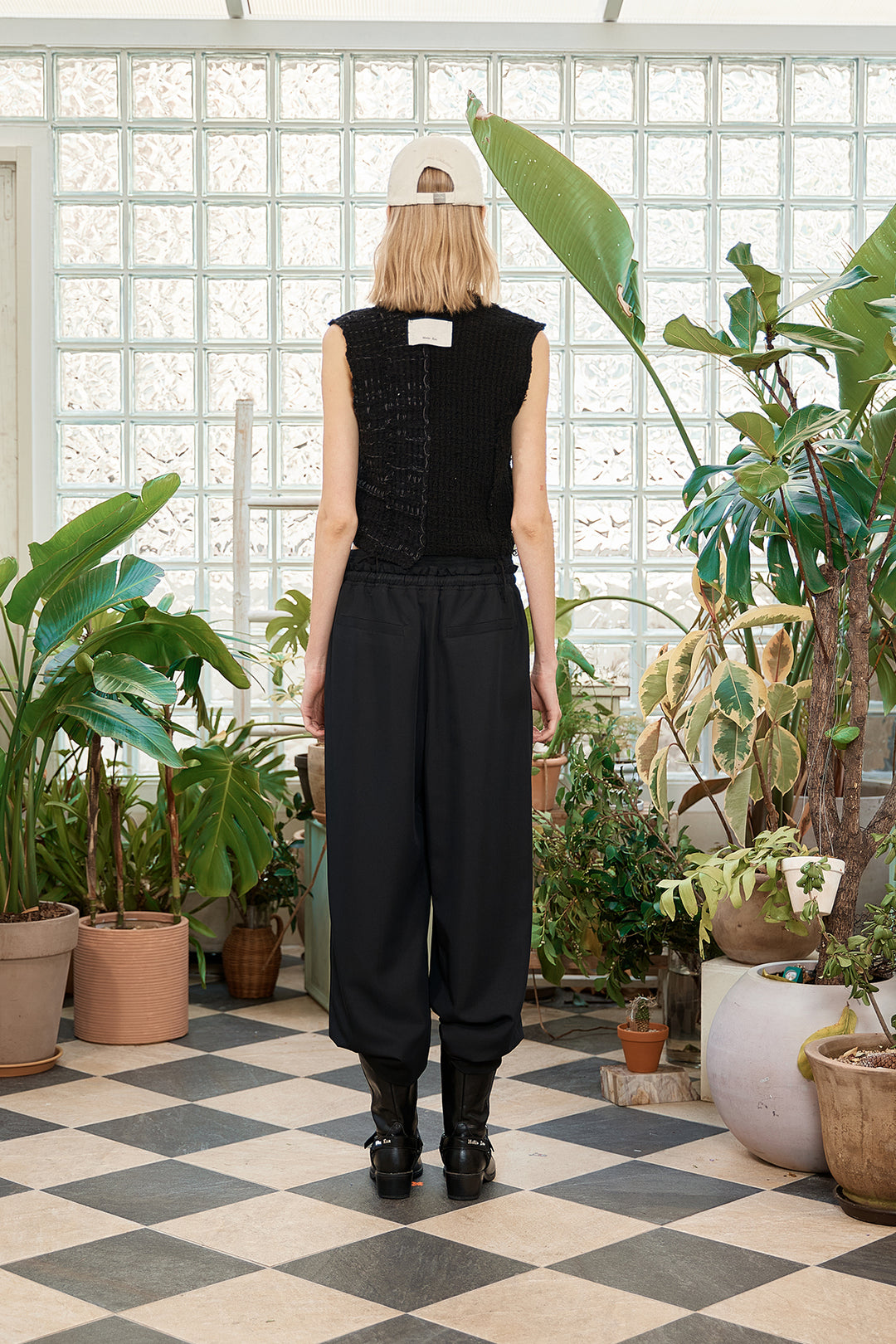 Matin Kim Rough Tweed Knit Vest — Black
