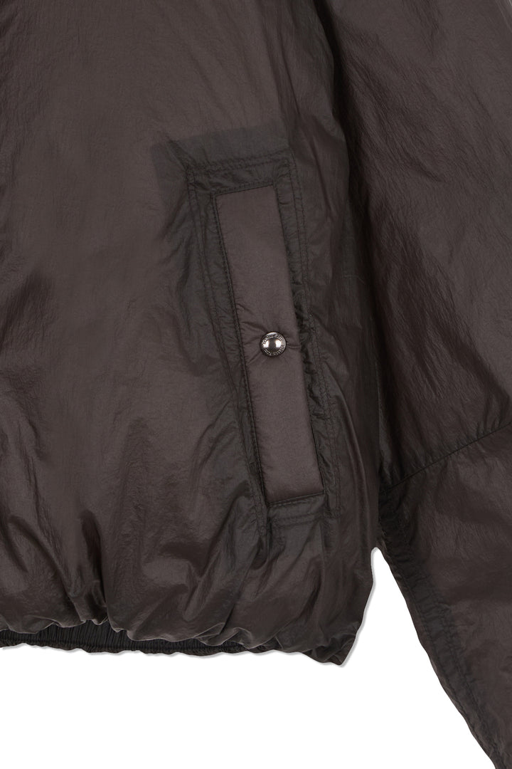 Matin Kim Back Logo Hoody Short Down Jumper — Charcoal