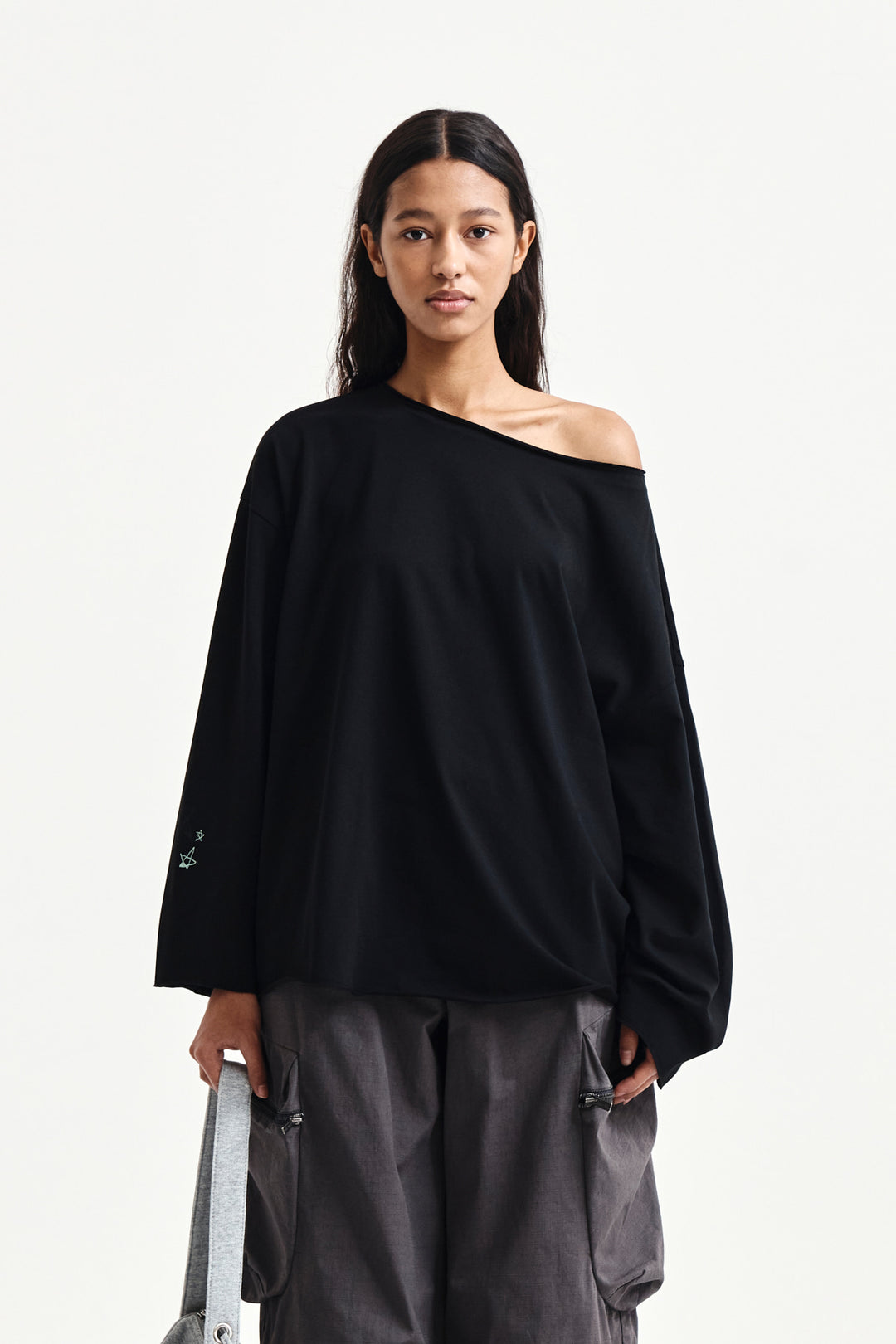 Matin Kim Raw Hem Boat Neck Top — Black