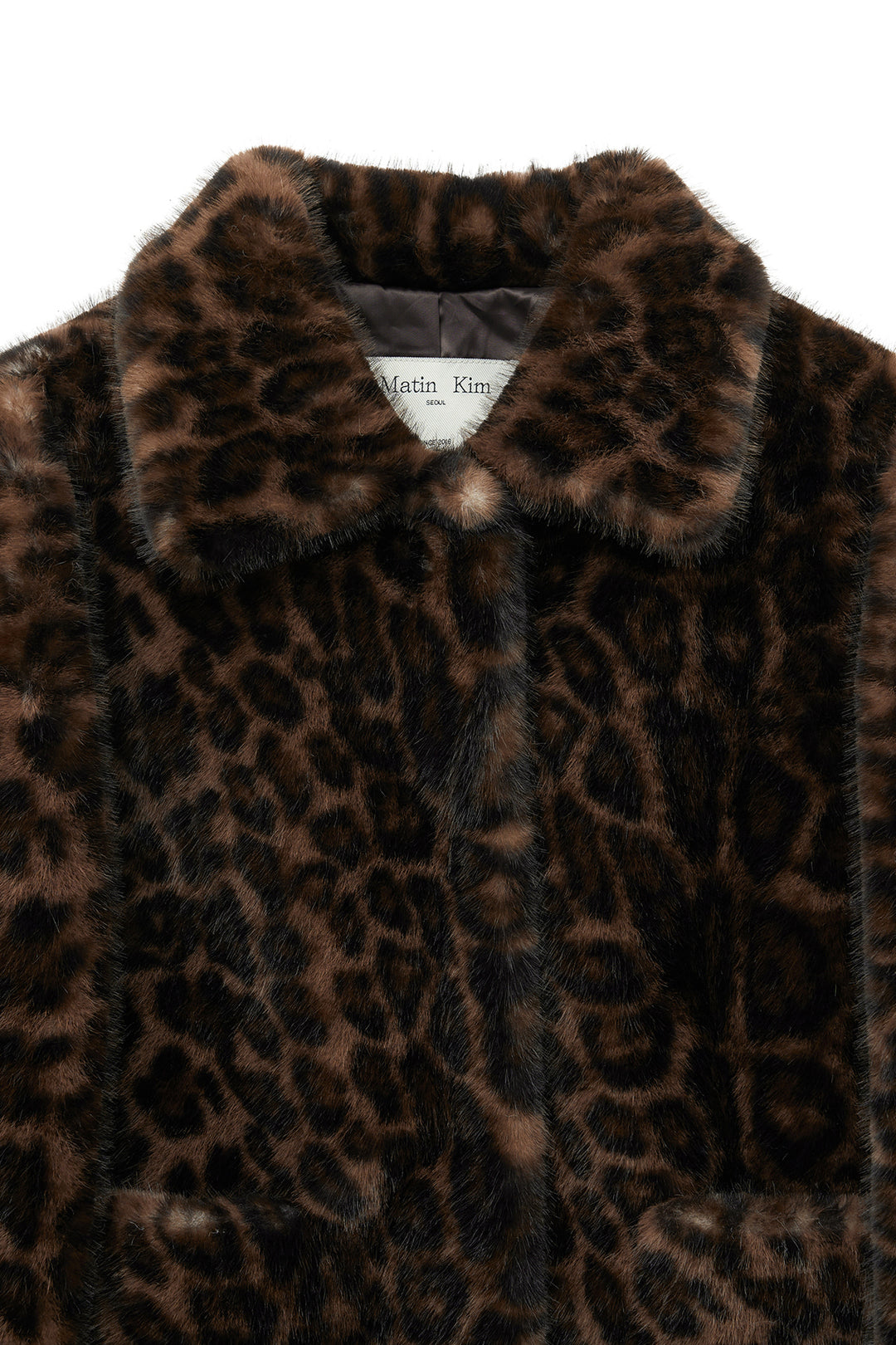 Matin Kim Leopard Fur Crop Jacket — Brown