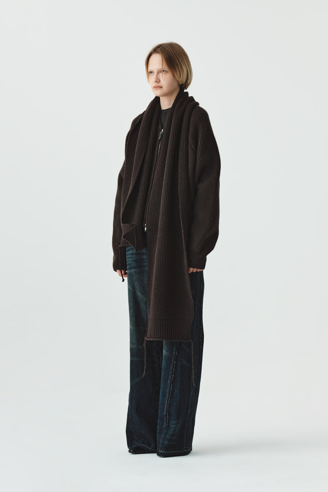 KIMMATIN Raglan Pocket Knit Zip Up — Brown