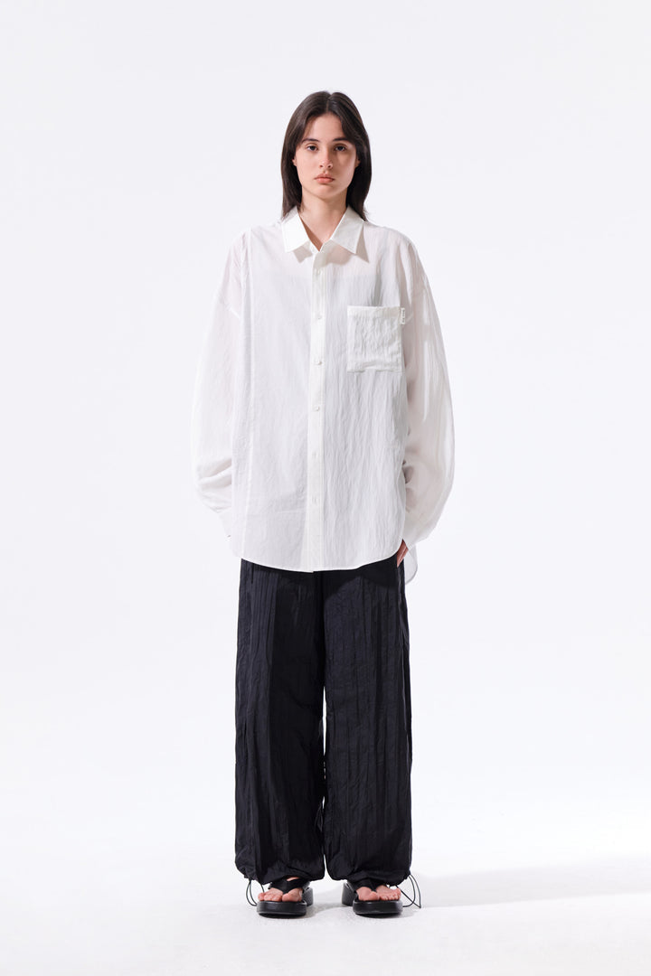 Matin Kim Nylon Crinkle Wide Pants — Black