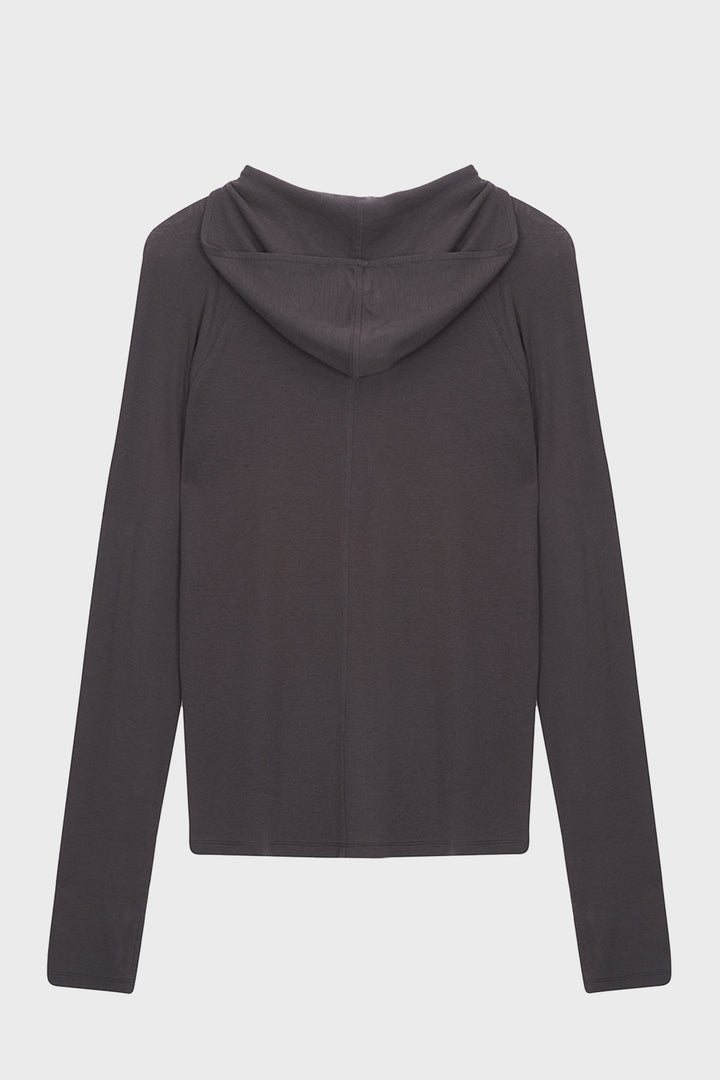 KIMMATIN Slim Hoody Jersey Top — Charcoal