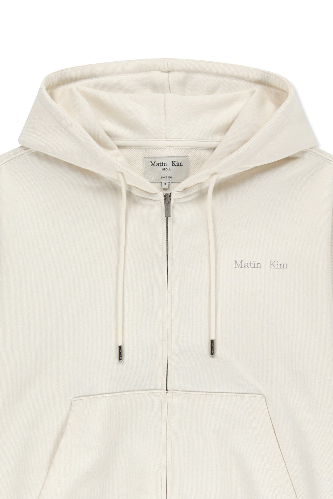 Matin Kim Back Logo Essential Zip Hoodie — Ivory