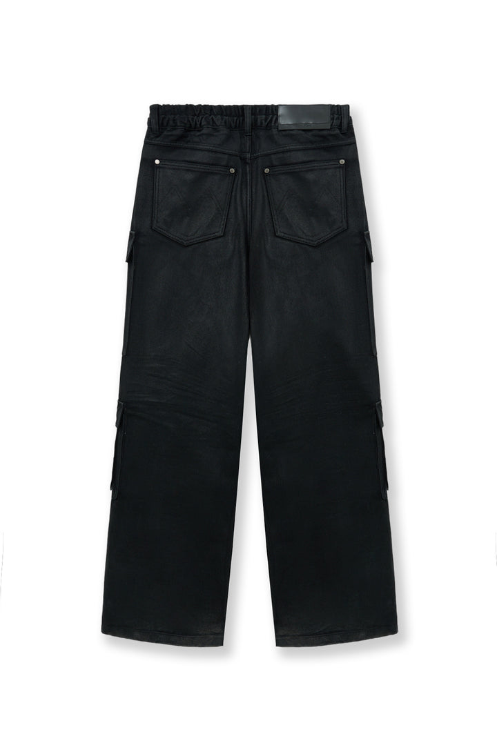 Matin Kim Coating Cargo Denim Pants — Black