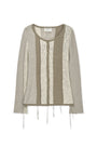 Matin Kim Color Block Slim Knit Cardigan — Beige
