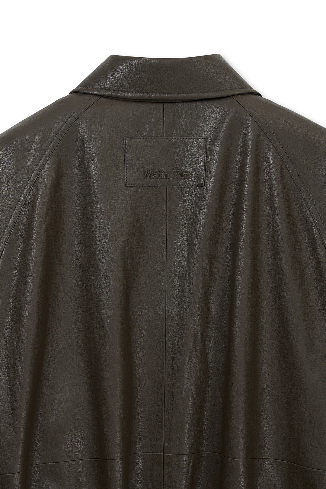 Matin Kim Small Logo Faux Leather Zip-Up — Brown