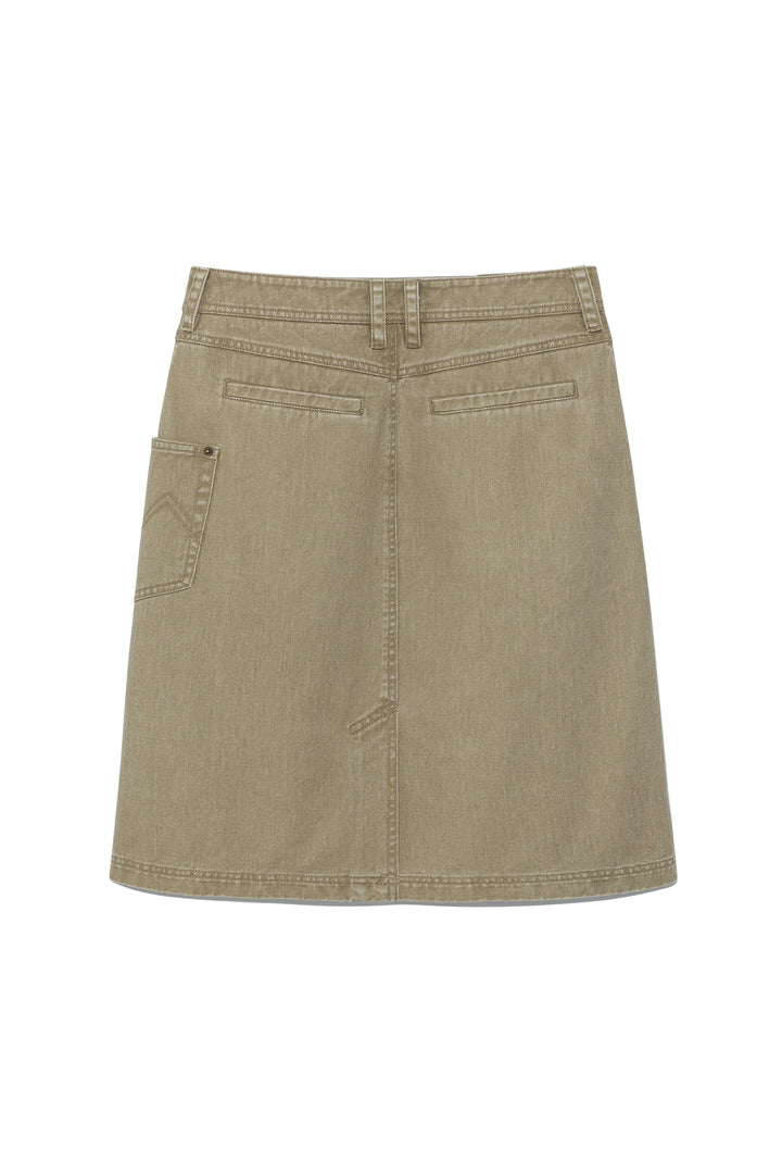 Matin Kim Side Pocket Point Midi Skirt — Khaki