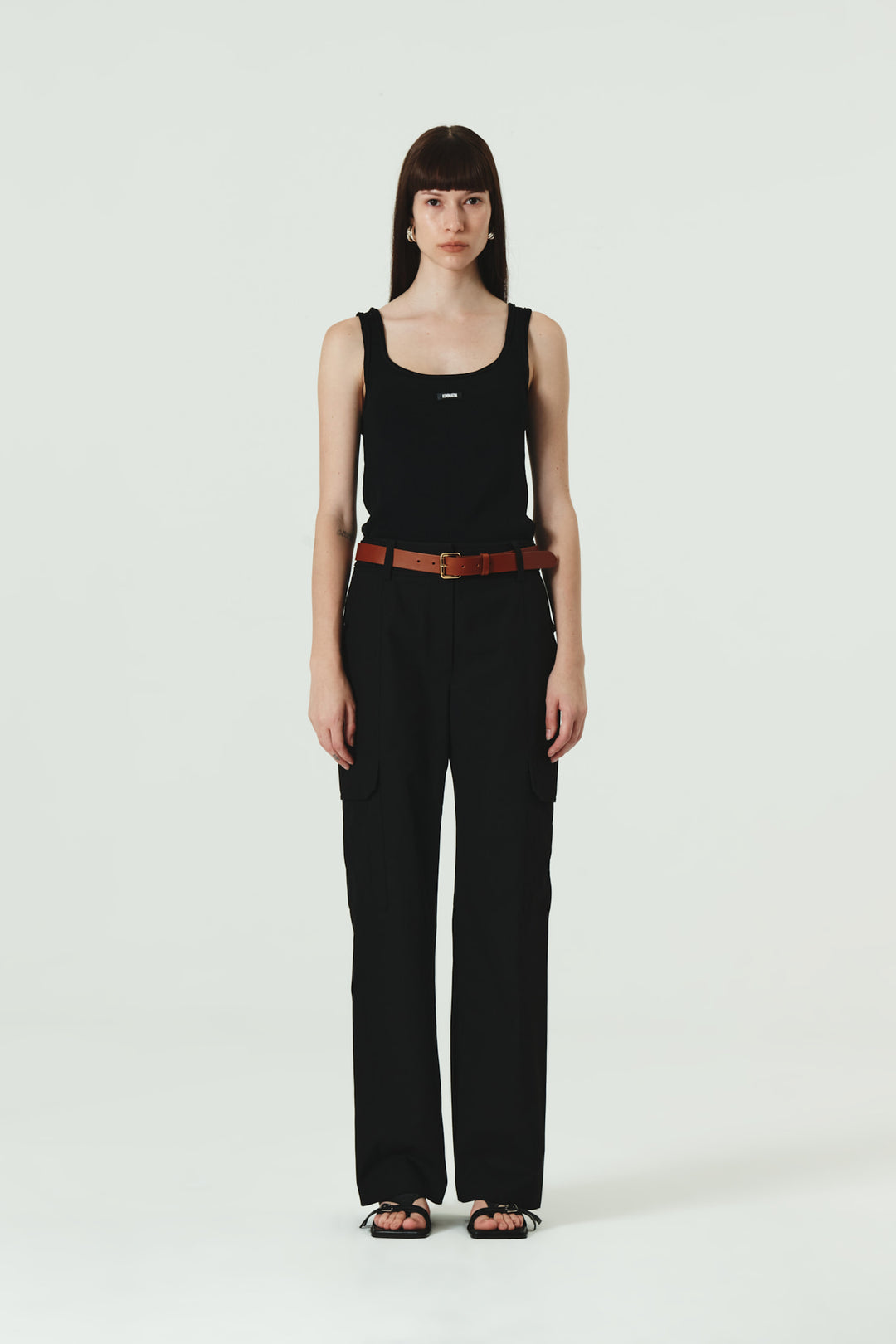 KIMMATIN Banding Straight Cargo Pants — Black