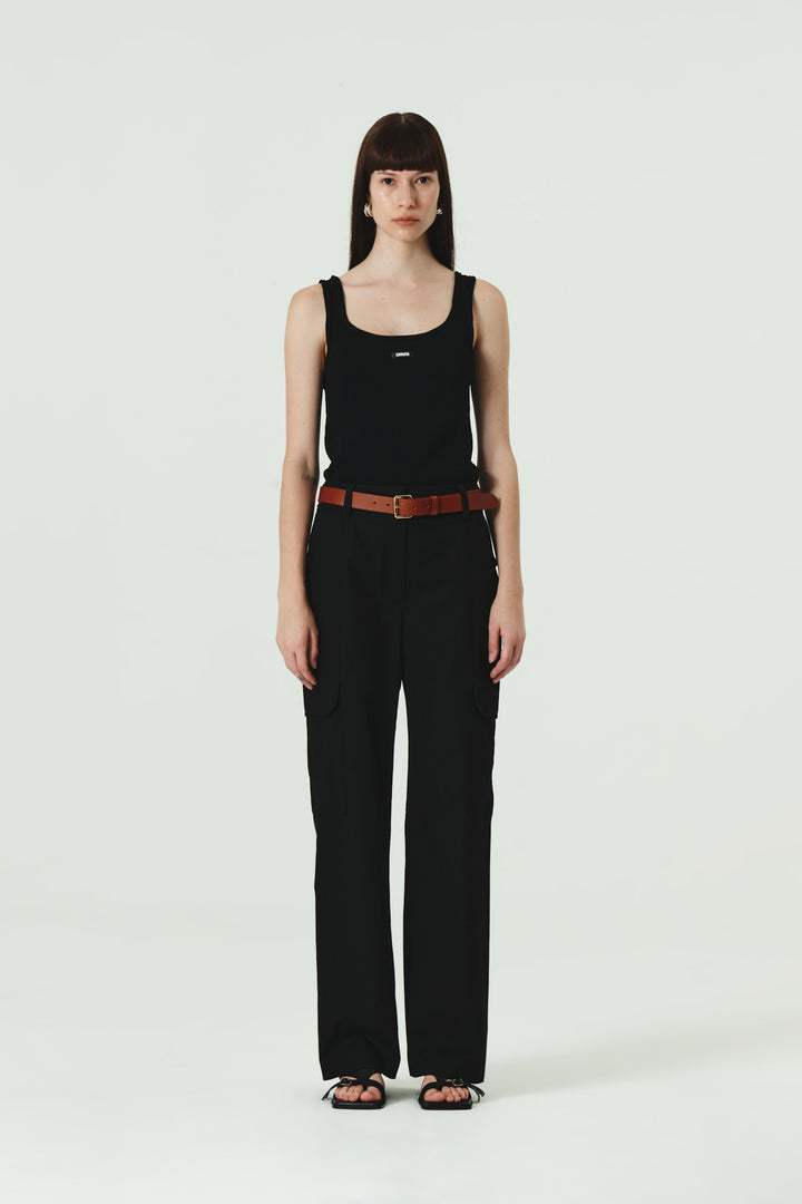KIMMATIN Banding Straight Cargo Pants — Black