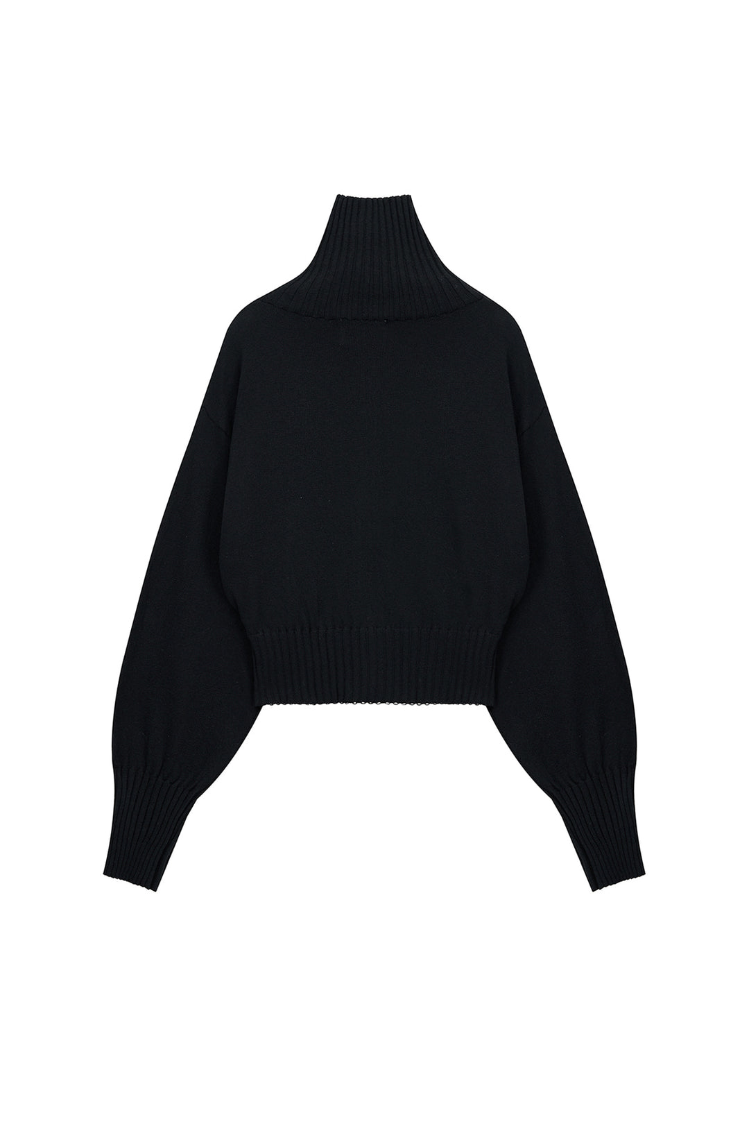 Matin Kim High Neck Embroidered Logo Zip Up — Black