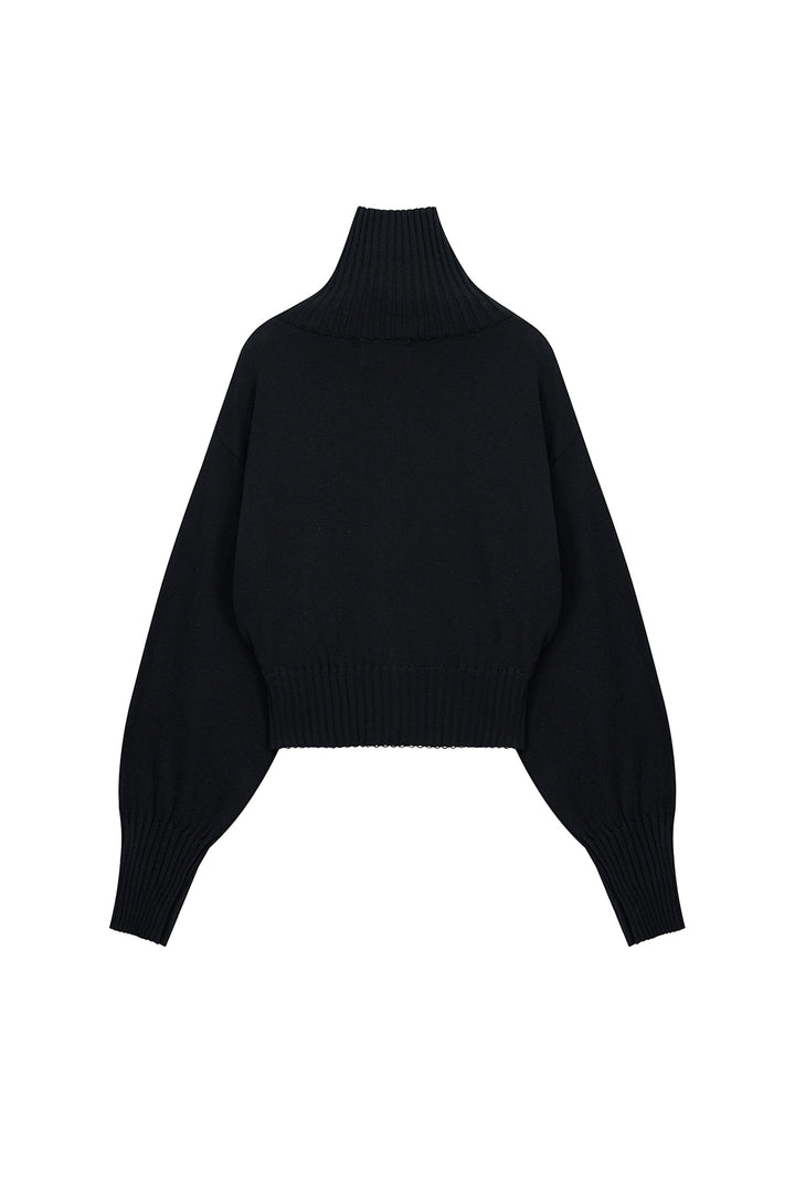 Matin Kim High Neck Embroidered Logo Zip Up — Black