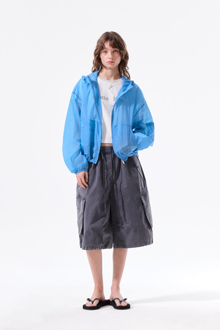 Matin Kim Back Logo Hoody Windbreaker — Blue
