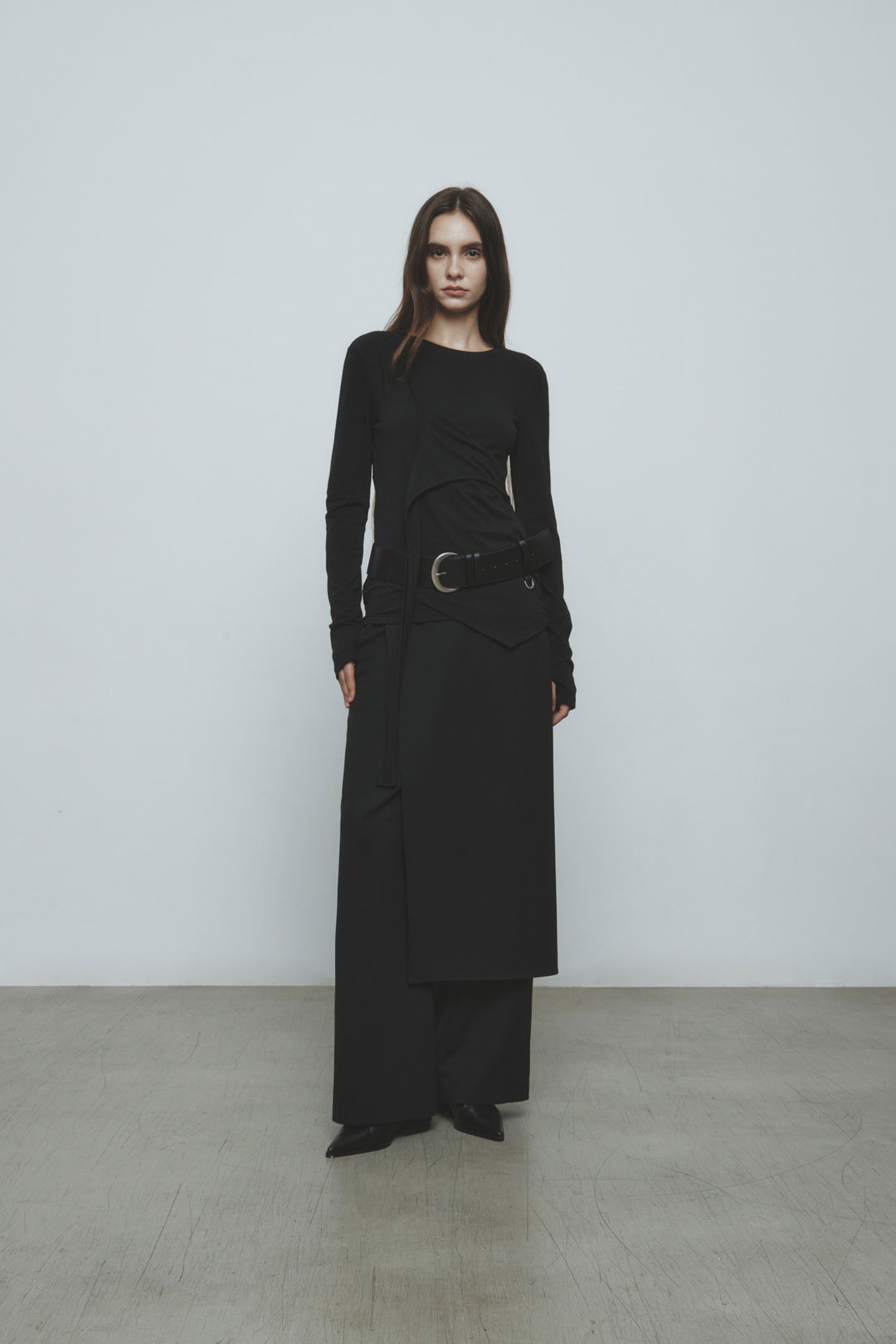 KIMMATIN Skirt Wrap Layered Pants — Black