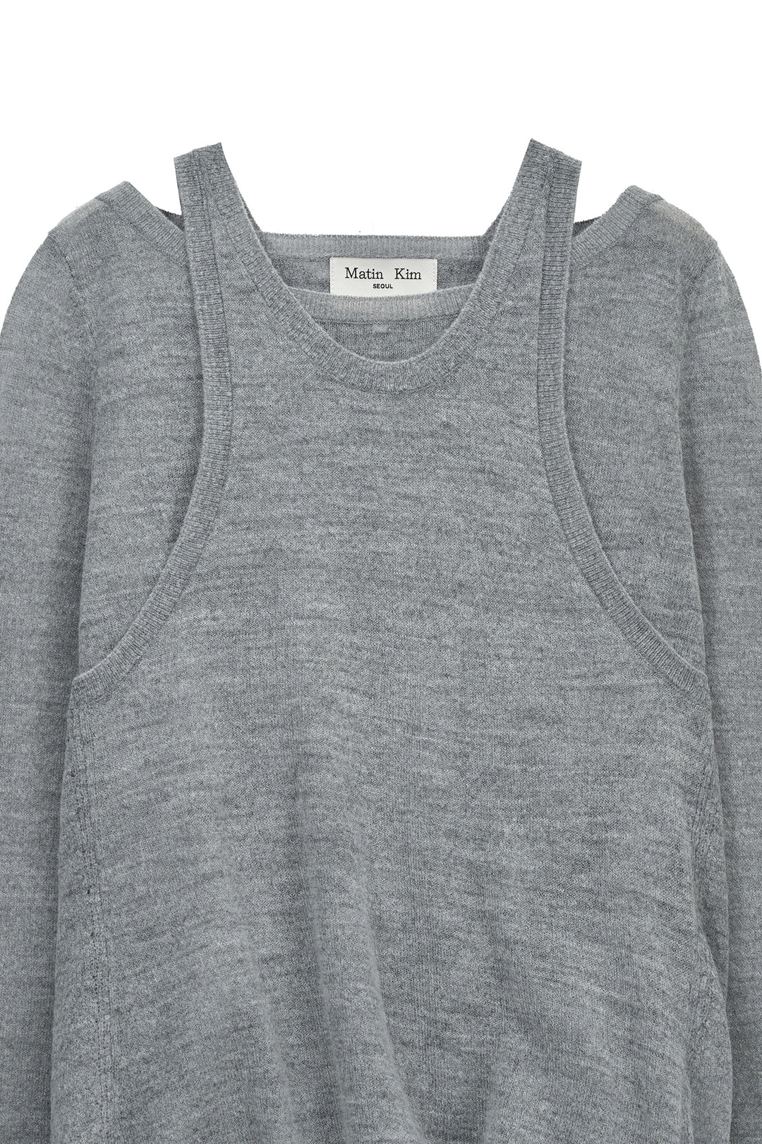 Matin Kim Mohair Layered Knit Pullover — Light Grey