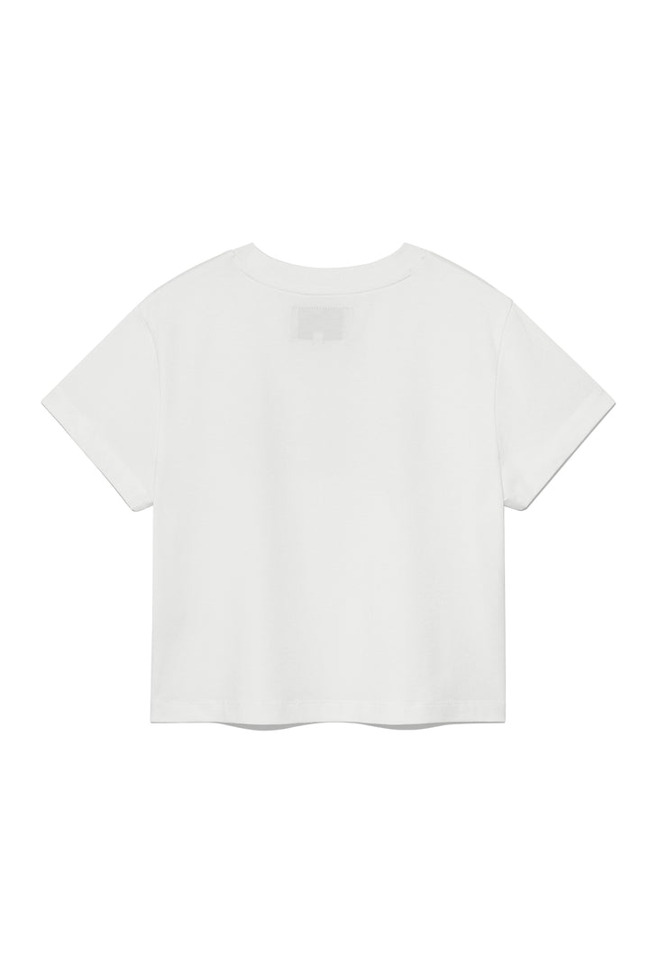 Matin Kim Pattern Artwork Logo Crop Top — White