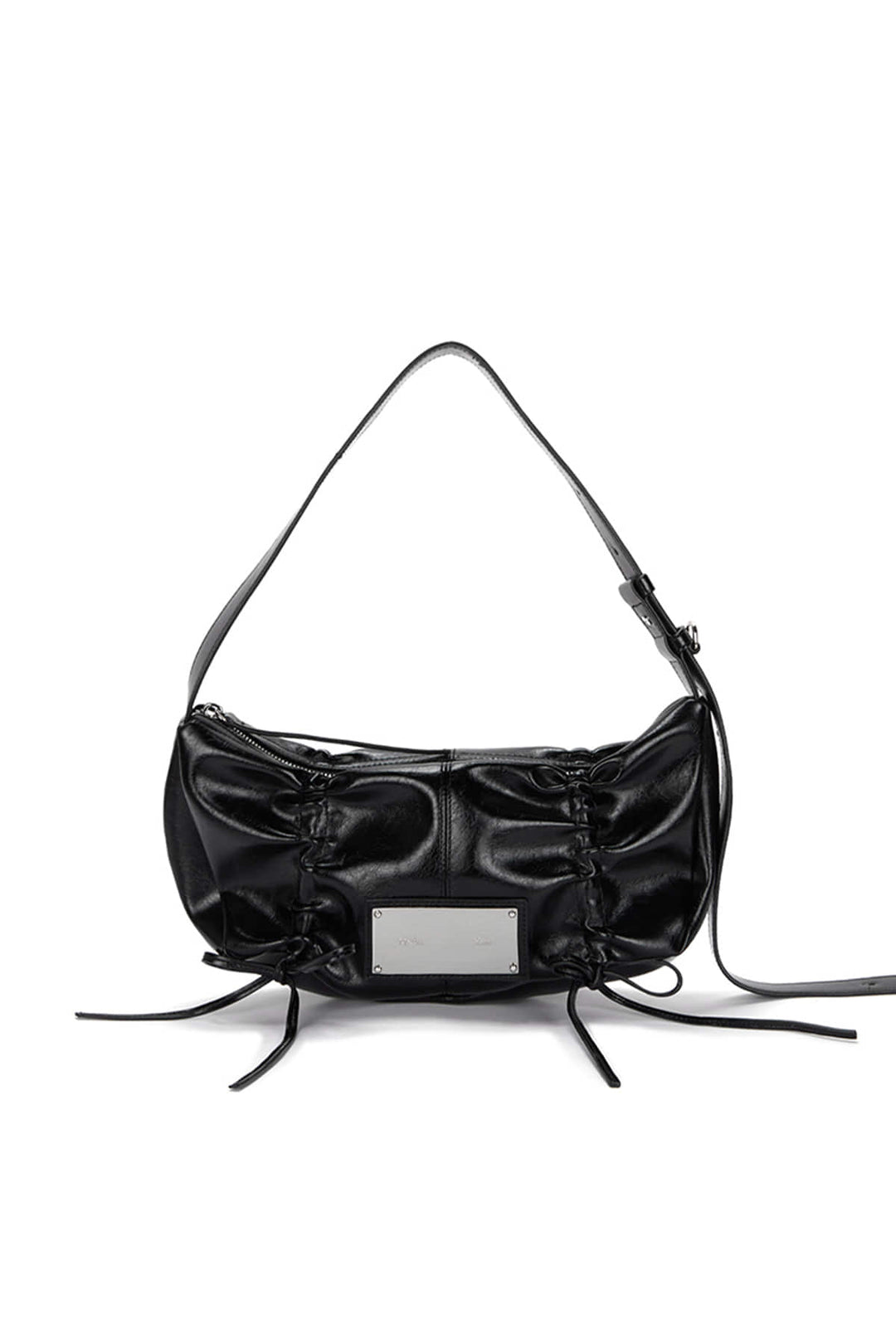 Matin Kim Half Shirring Ribbon Round Bag — Black