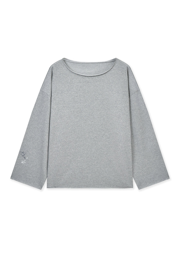 Matin Kim Raw Hem Boat Neck Top — Gray
