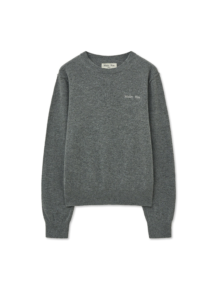 Matin Kim Cashmere Blended Round Knit — Olive
