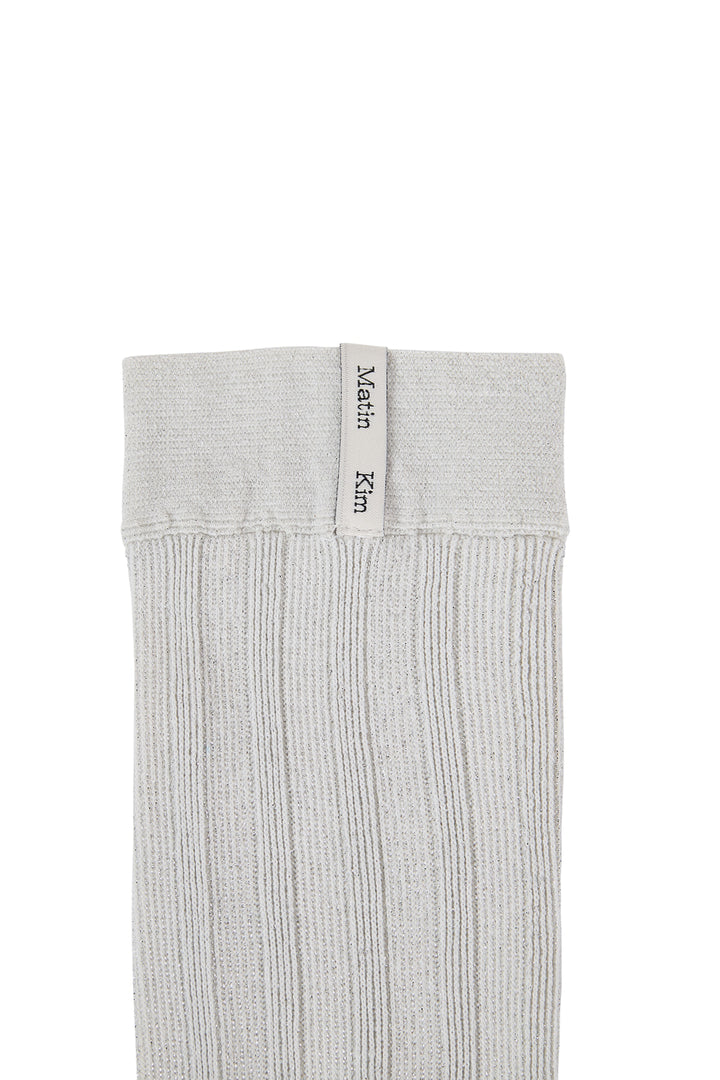 Matin Kim Metal Ribbed Stocking Socks — Ivory