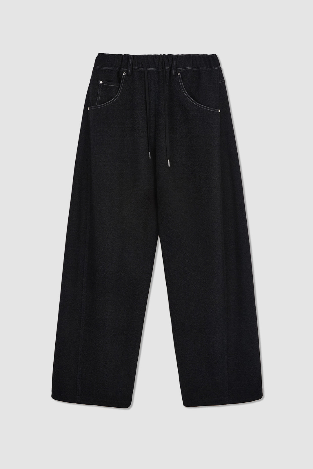 KIMMATIN Blended Wool Curved Banding Pants — Black