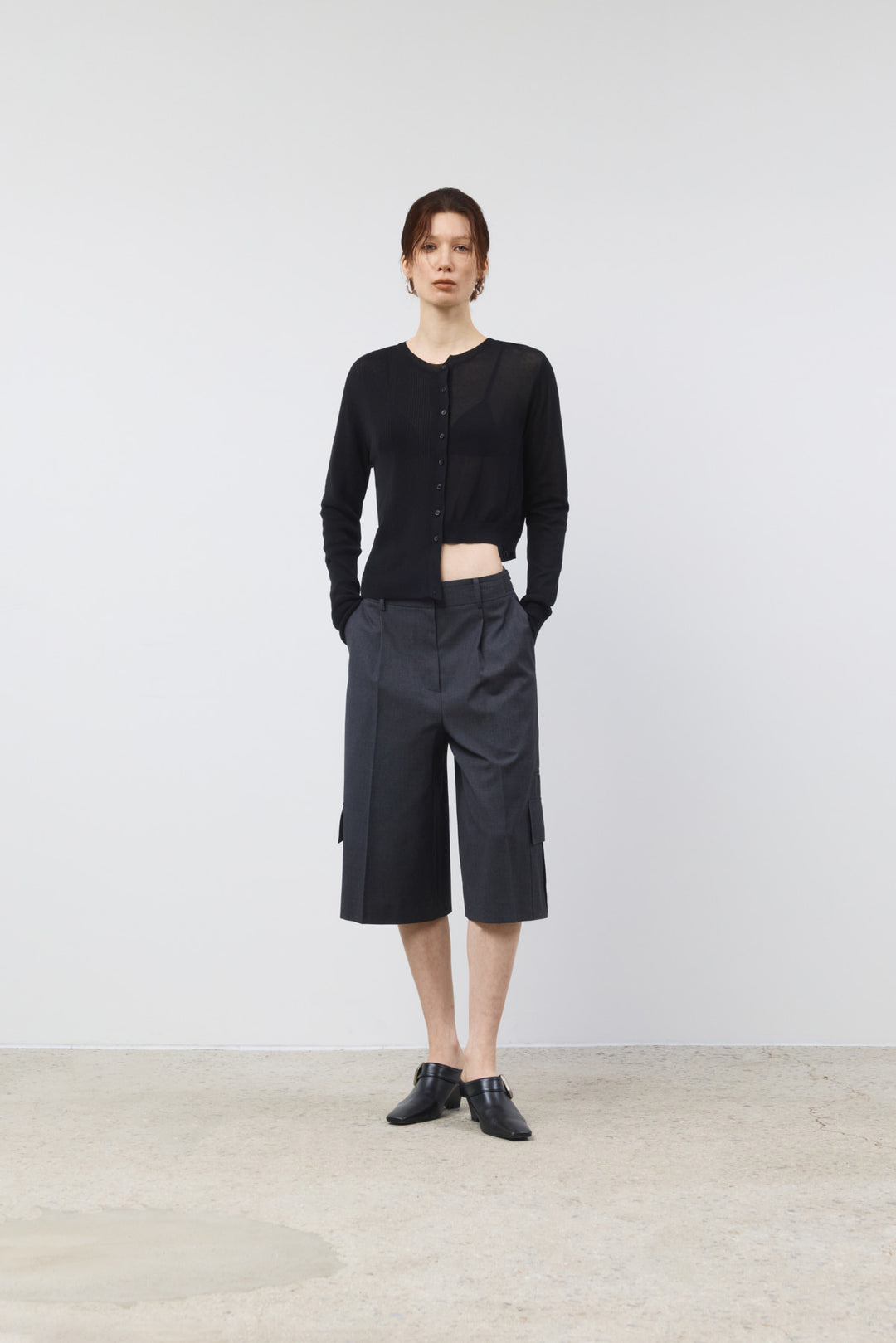 KIMMATIN Cargo Detail Bermuda Shorts — Charcoal