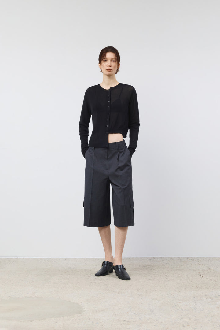KIMMATIN Cargo Detail Bermuda Shorts — Charcoal