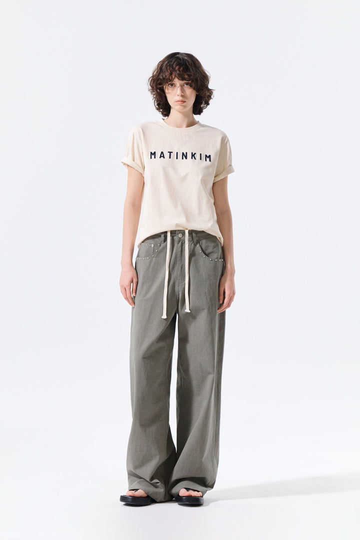 Matin Kim Applique Felt Logo Top — Cream