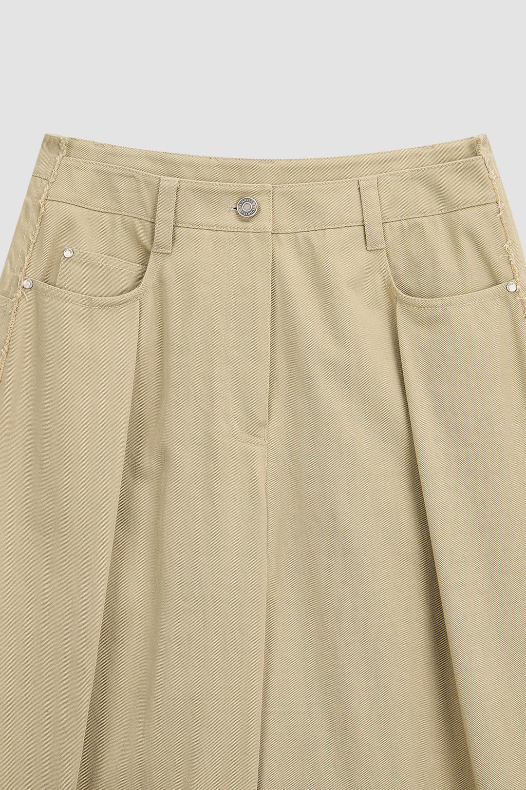 KIMMATIN Cutting Detail Wide Cotton Pants — Beige