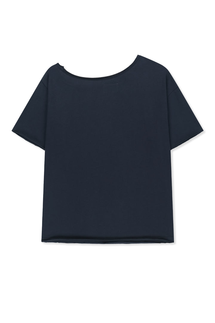 Matin Kim MTK 16 Graffiti Logo Asymmetric Top — Navy blue
