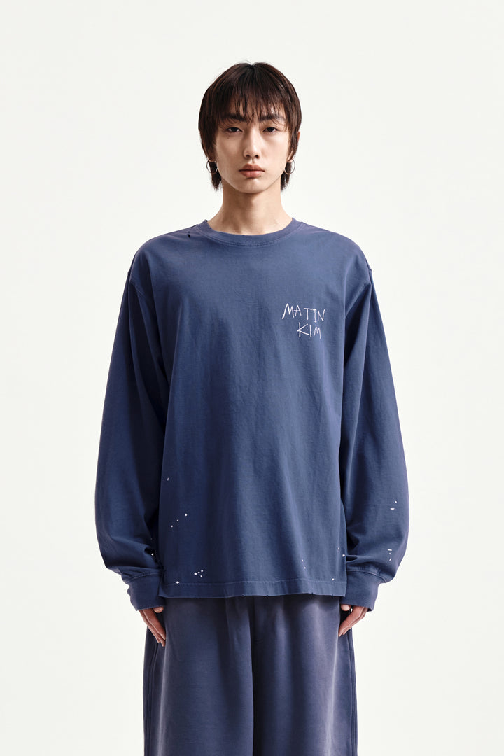 Matin Kim Vintage Washed Logo Top — Blue