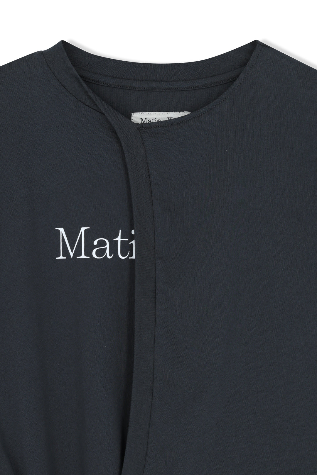 Matin Kim Tie Detail Draped Logo Top — Charcoal
