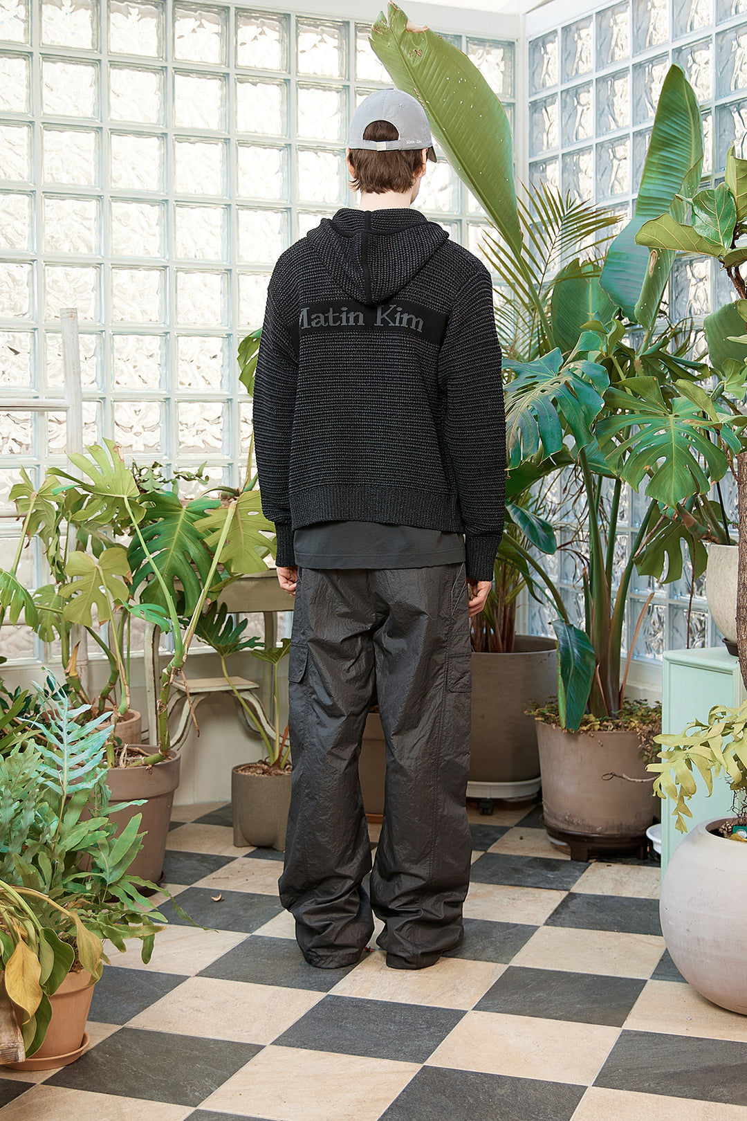 Matin Kim Two Tone Mesh Knit Hoody — Black
