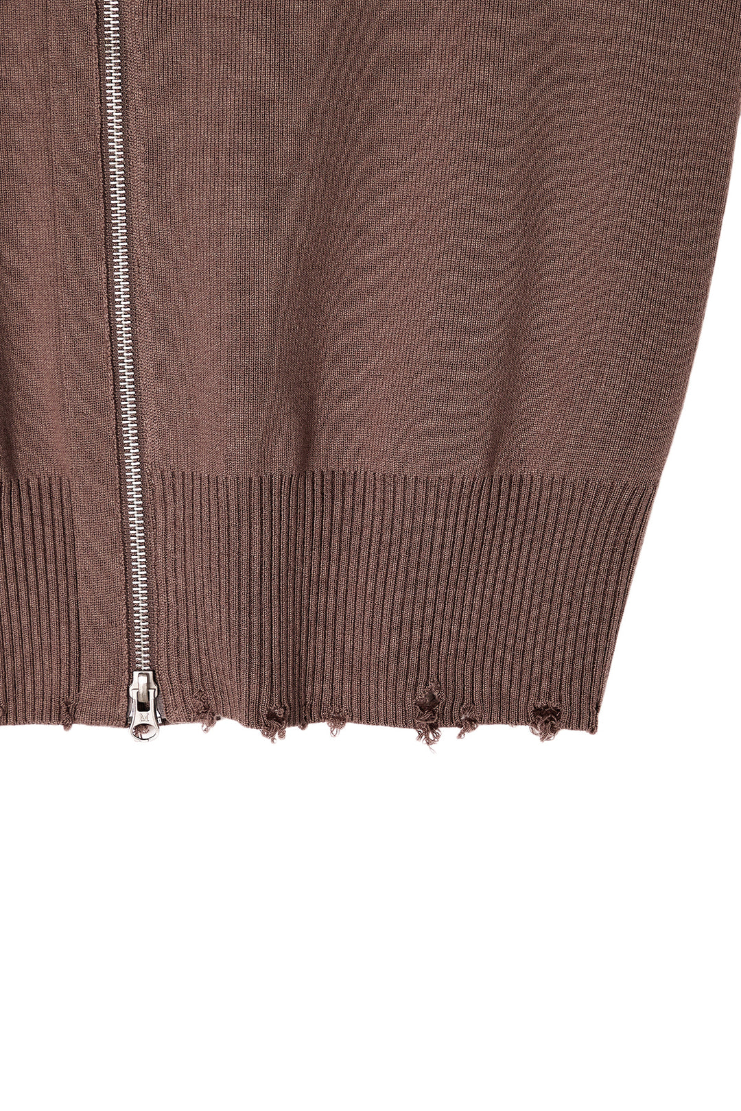 Matin Kim High Neck Logo Knit Zip Vest — Brown