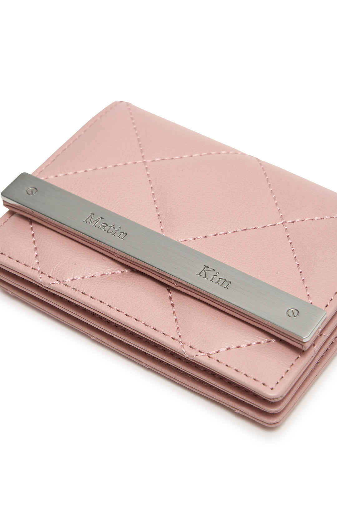 Matin Kim Puff Quilt Leather Wallet — Pink