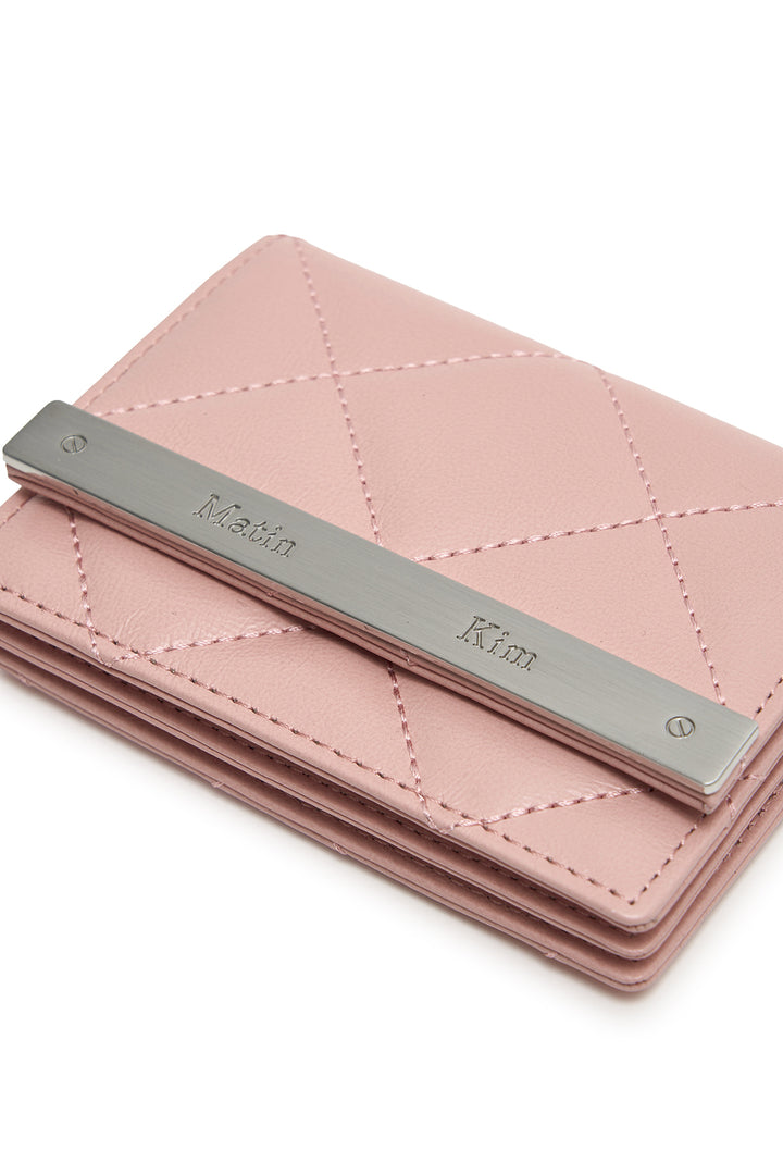 Matin Kim Puff Quilt Leather Wallet — Pink