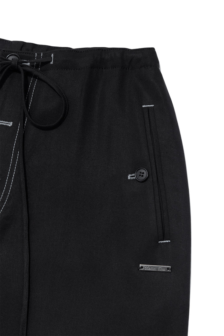 Matin Kim Button Point String Wide Pants — Black