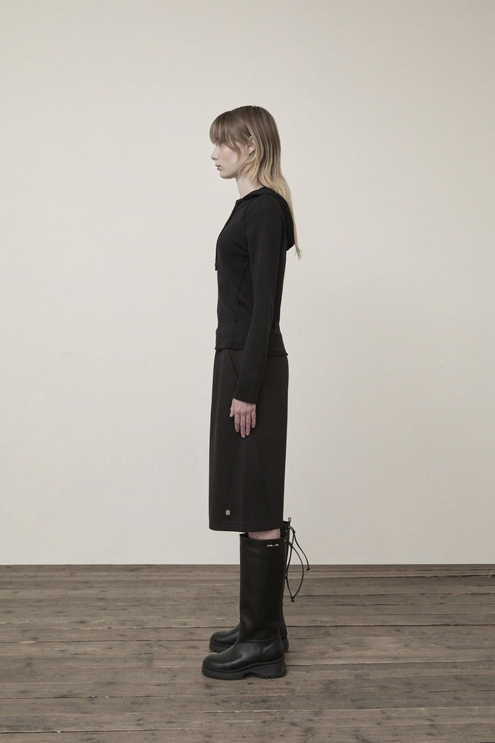 Matin Kim Button Hoody Raglan Knit — Black