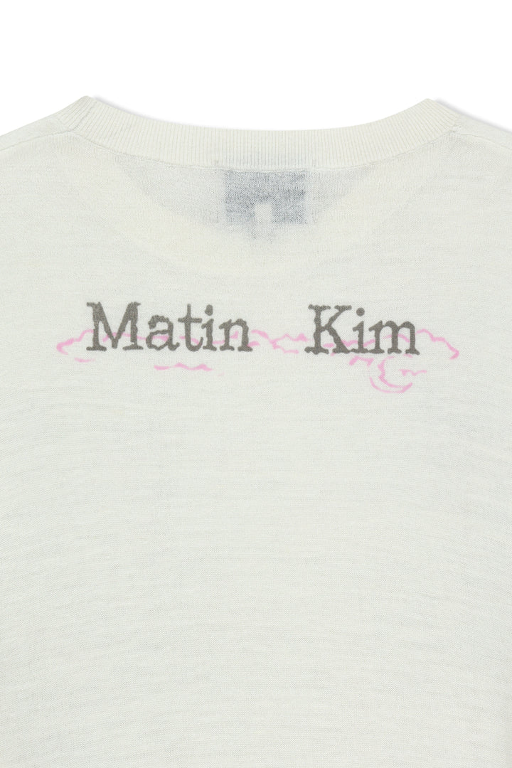 Matin Kim Sleeve Print Knit Pullover — Ivory