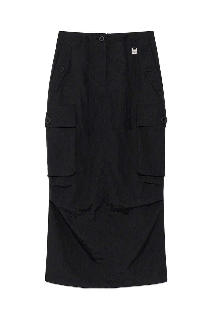 Matin Kim String Nylon Cargo Skirt — Black