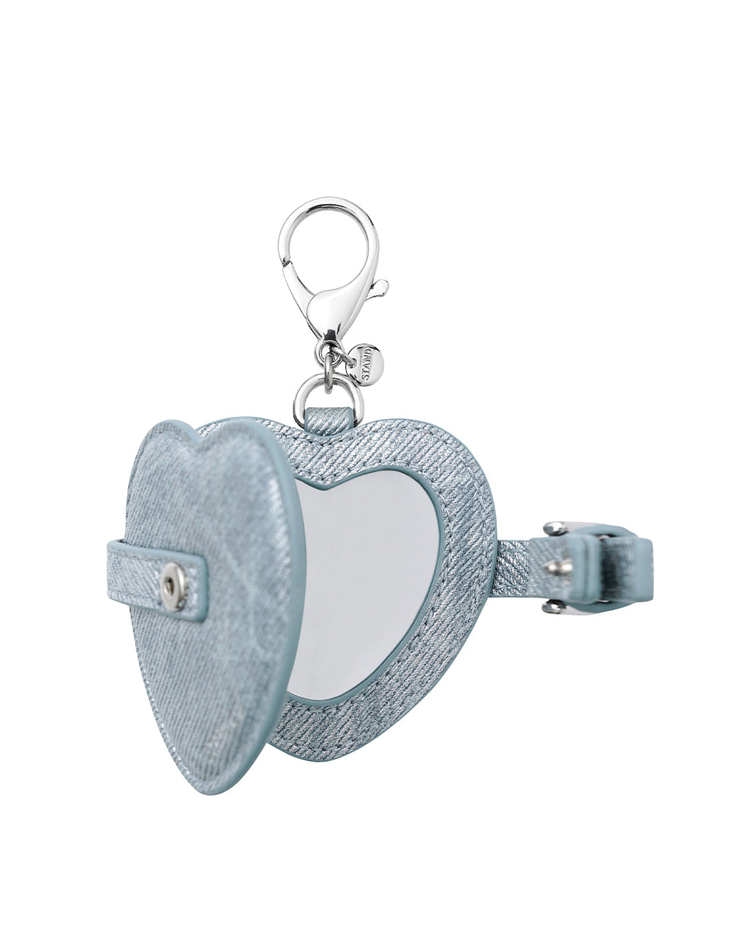 Stand Oil Belted Mirror Keyring — Silver denim