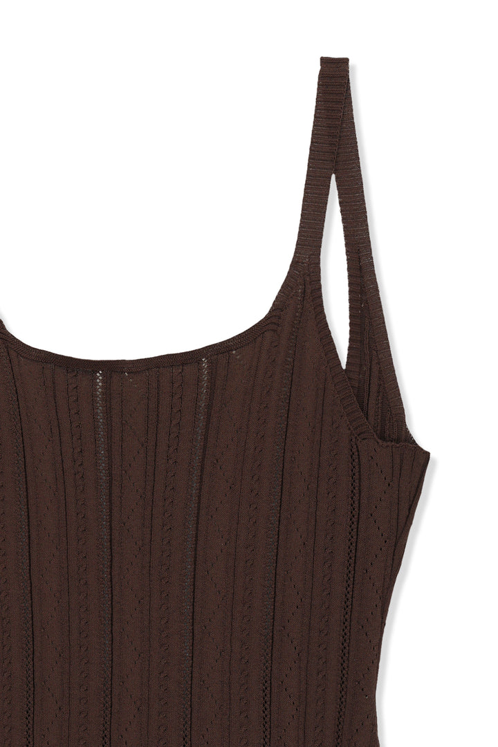Matin Kim Open Back Ribbed Knit Dress — Brown