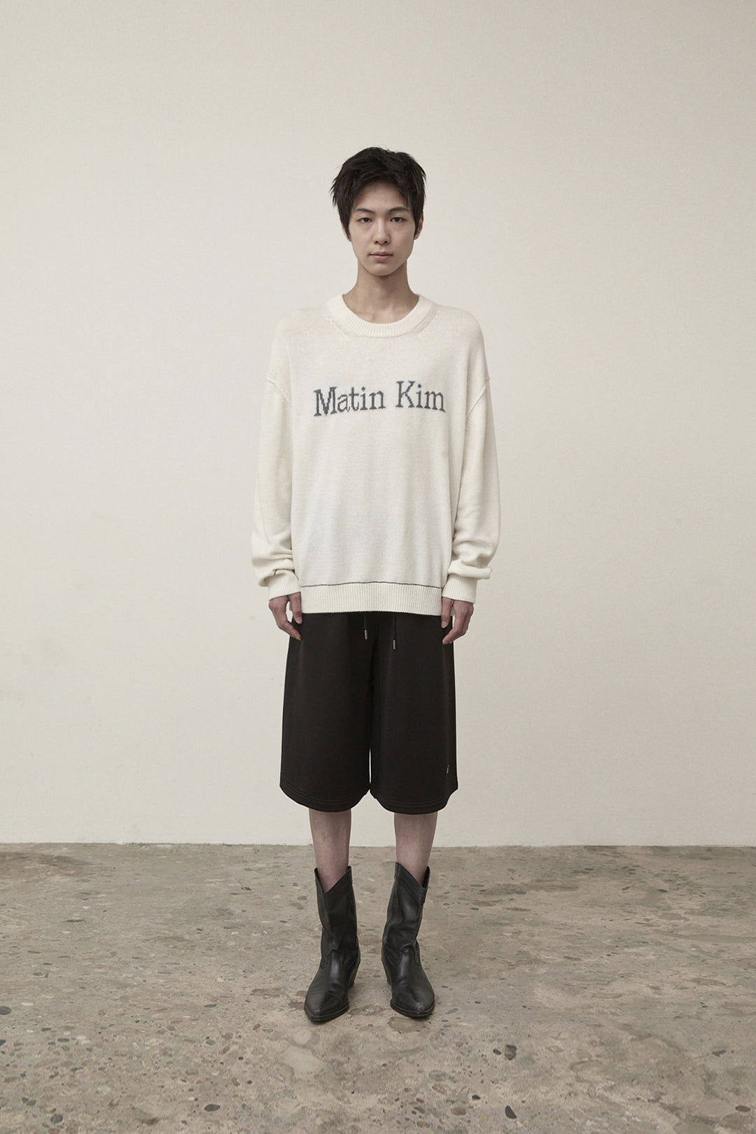 Matin Kim Color Trim Line Logo Pullover — Ivory